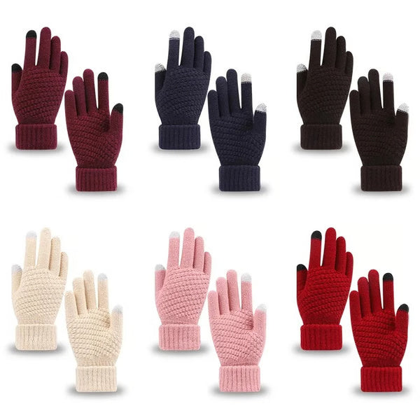 Touchscreen Winter Knitted Gloves – Warm, Thick, Unisex