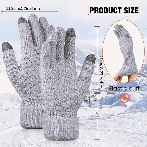 Touchscreen Winter Knitted Gloves – Warm, Thick, Unisex