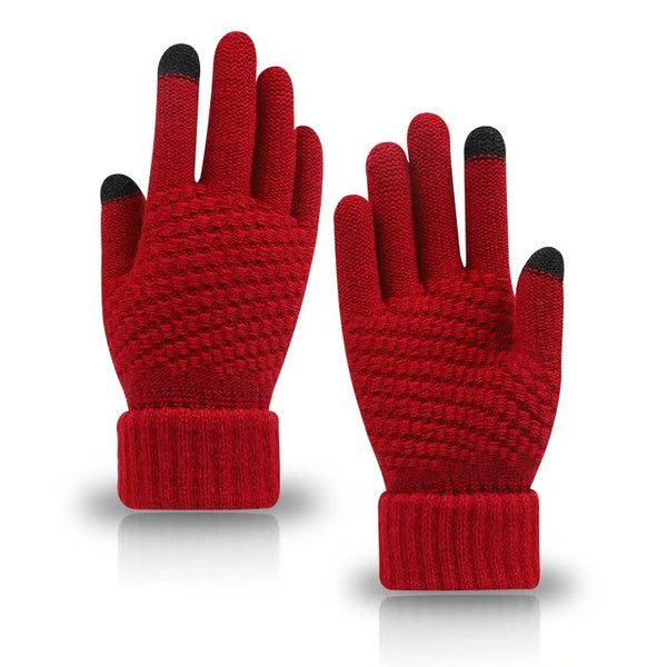 Touchscreen Winter Knitted Gloves – Warm, Thick, Unisex