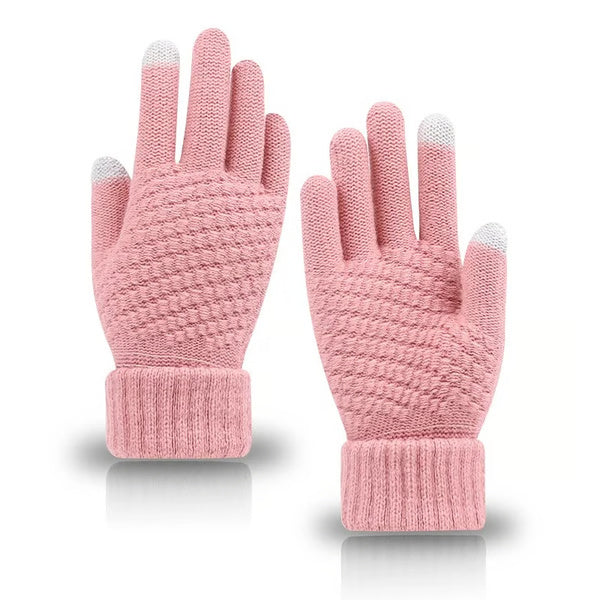 Touchscreen Winter Knitted Gloves – Warm, Thick, Unisex
