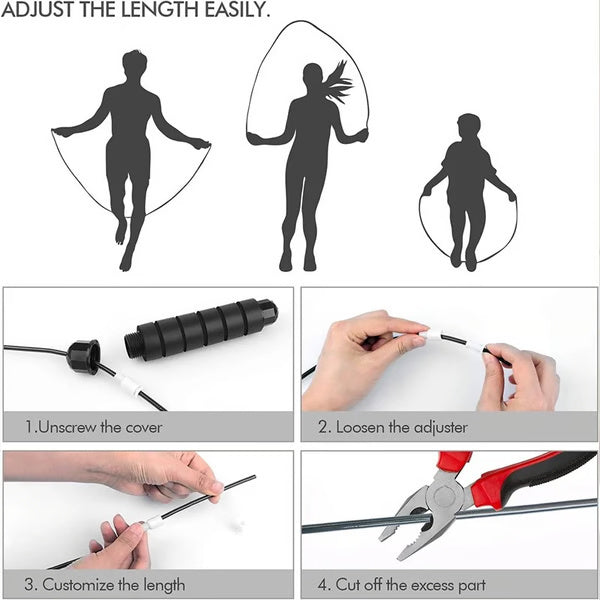 Ball Bearings Adjustable Tangle Free Speed Wire Jump Rope Workout & Slim Body Fitness Rope with Foam Handles