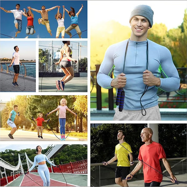 Ball Bearings Adjustable Tangle Free Speed Wire Jump Rope Workout & Slim Body Fitness Rope with Foam Handles