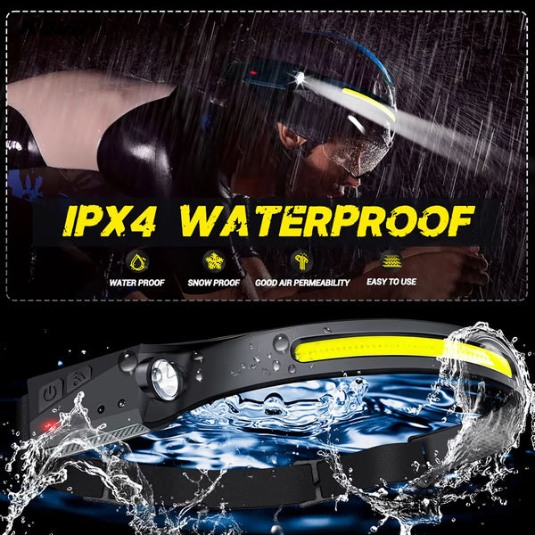 Sensor Headlamp LED, Rechargeable Head Flashlight with 3 Lighting Modes for Fishing, Camping & Outdoor Adventures