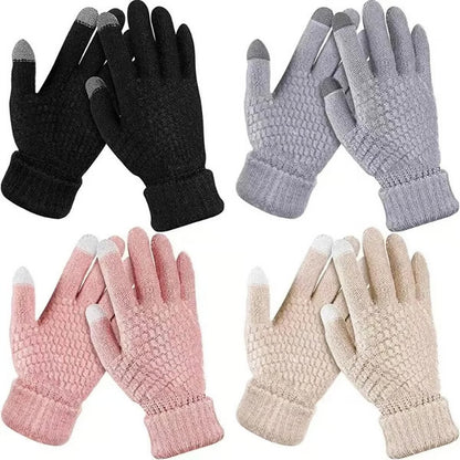 Touchscreen Winter Knitted Gloves – Warm, Thick, Unisex