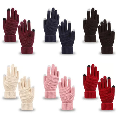 Touchscreen Winter Knitted Gloves – Warm, Thick, Unisex