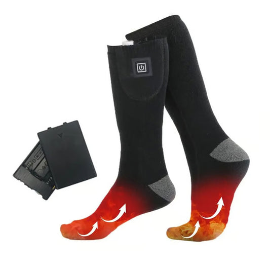 Winter Electric Heating Socks – Adjustable 3-Level Thermal Foot Warmers for Cycling, Camping & Outdoor Activities